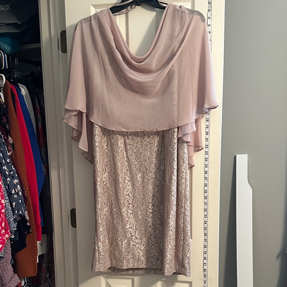 Elegant Lace Overlay Dress in Soft Pink